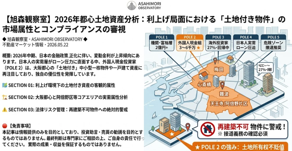 2026年都心土地資産分析：利上げ局面における「土地付き物件」の市場属性